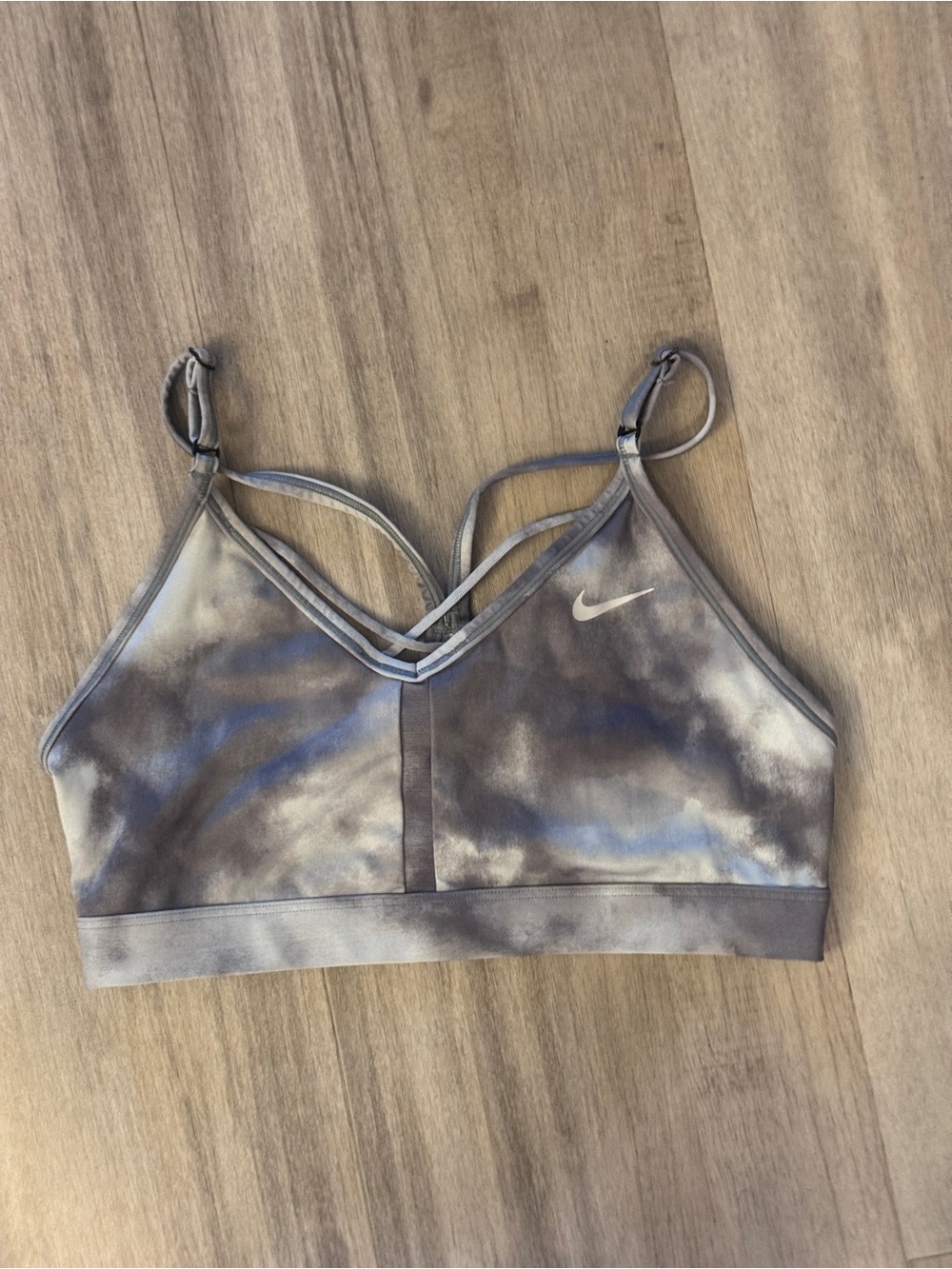 Nike Tie-Dye Grey and Blue Strappy Sports Bra